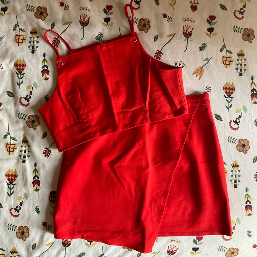 Red Women's Skirt Set
